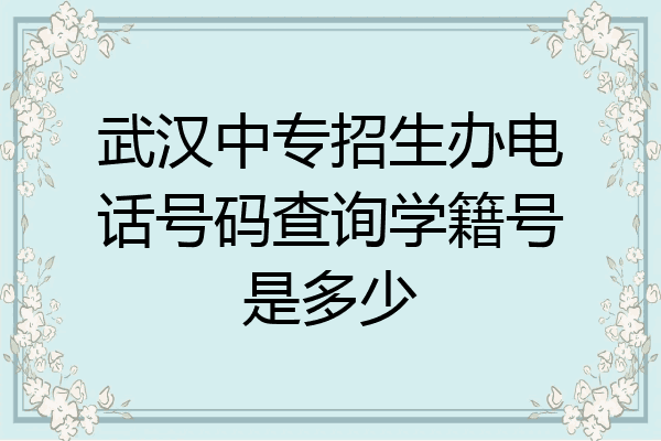 武汉中专招生办电话号码查询学籍号是多少