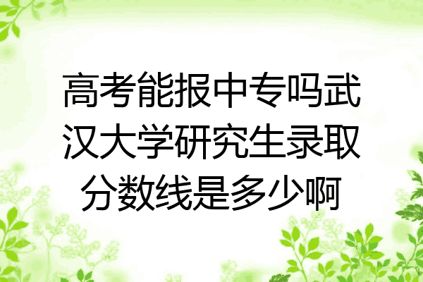 高考能报中专吗武汉大学研究生录取分数线是多少啊