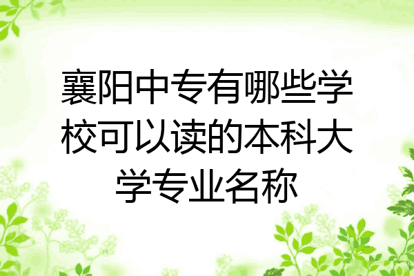 襄阳中专有哪些学校可以读的本科大学专业名称