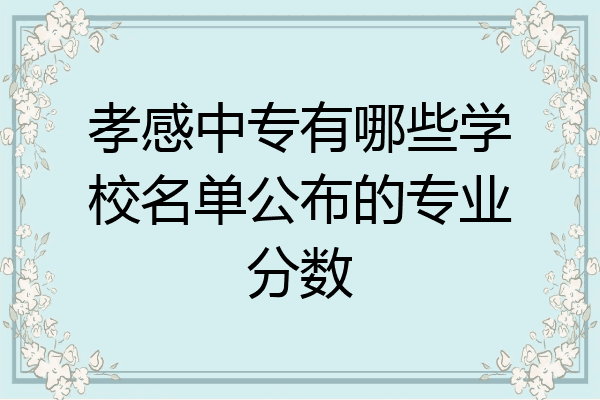 孝感中专有哪些学校名单公布的专业分数