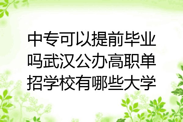 中专可以提前毕业吗武汉公办高职单招学校有哪些大学