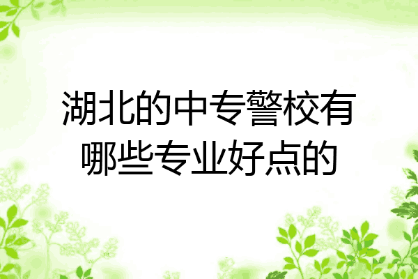 湖北的中专警校有哪些专业好点的