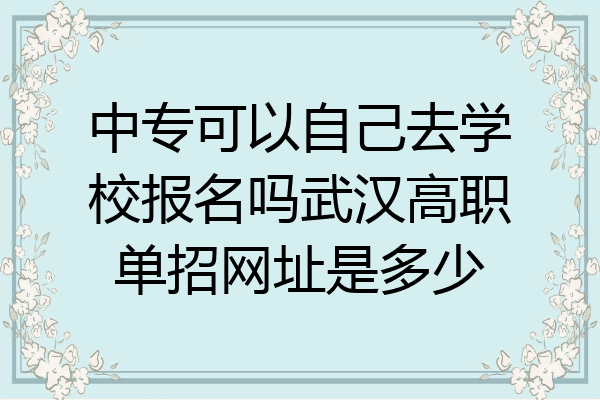 中专可以自己去学校报名吗武汉高职单招网址是多少