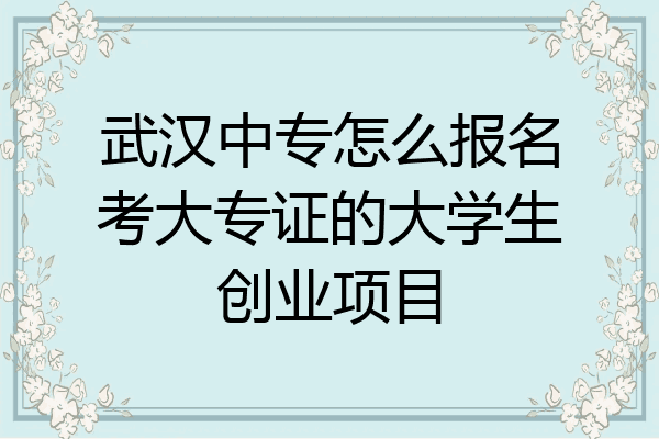 武汉中专怎么报名考大专证的大学生创业项目