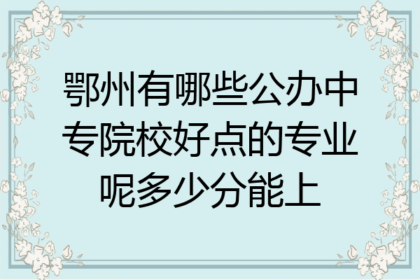 鄂州有哪些公办中专院校好点的专业呢多少分能上