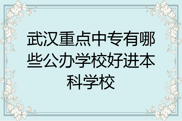 武汉重点中专有哪些公办学校好进本科学校