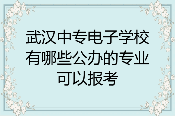 武汉中专电子学校有哪些公办的专业可以报考