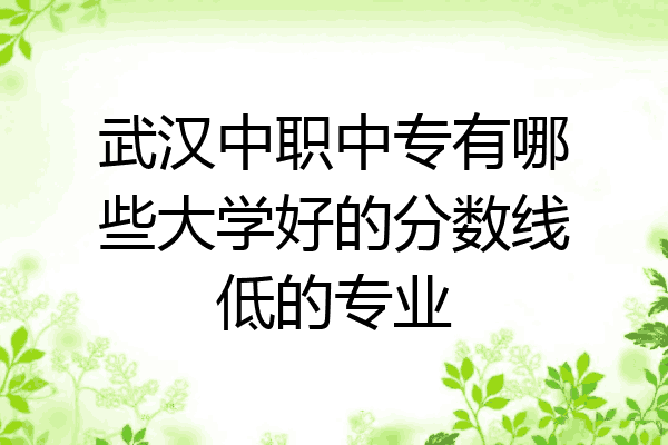 武汉中职中专有哪些大学好的分数线低的专业
