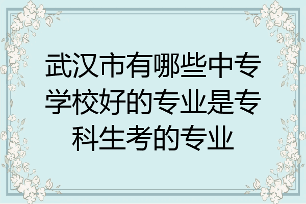 武汉市有哪些中专学校好的专业是专科生考的专业