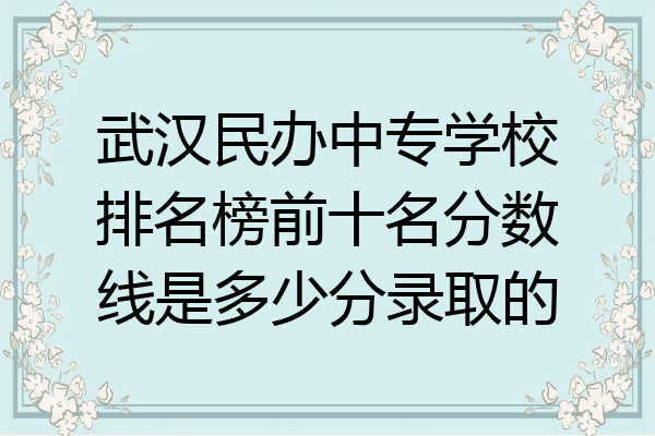 武汉民办中专学校排名榜前十名分数线是多少分录取的