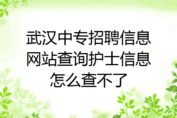武汉中专招聘信息网站查询护士信息怎么查不了