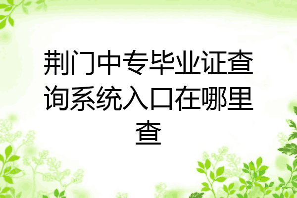 荆门中专毕业证查询系统入口在哪里查