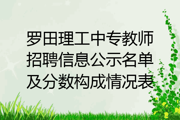 罗田理工中专教师招聘信息公示名单及分数构成情况表