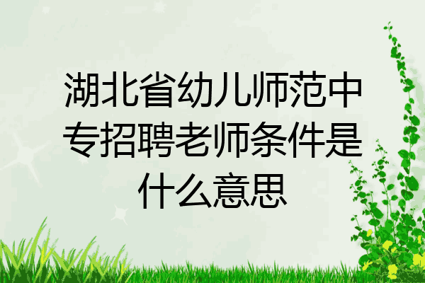 湖北省幼儿师范中专招聘老师条件是什么意思