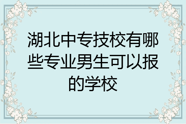 湖北中专技校有哪些专业男生可以报的学校