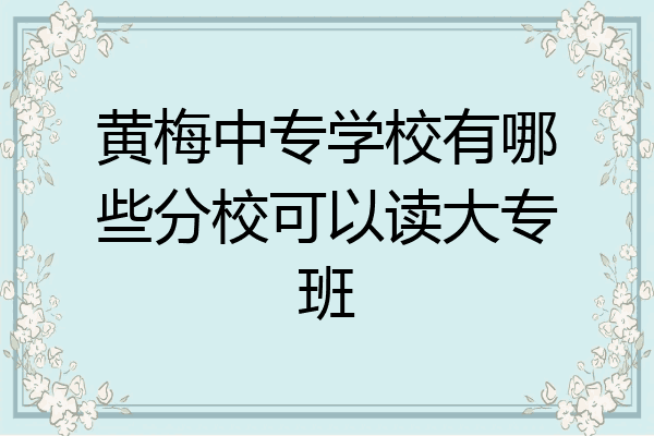 黄梅中专学校有哪些分校可以读大专班
