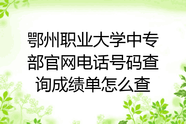 鄂州职业大学中专部官网电话号码查询成绩单怎么查