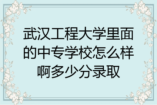 武汉工程大学里面的中专学校怎么样啊多少分录取