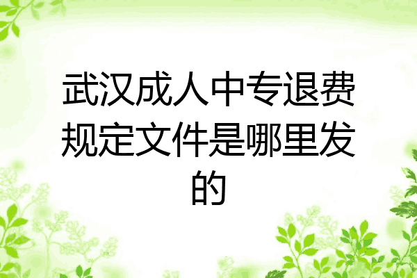 武汉成人中专退费规定文件是哪里发的