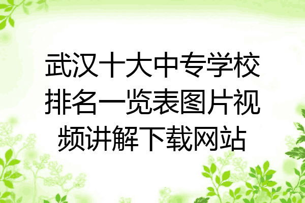 武汉十大中专学校排名一览表图片视频讲解下载网站