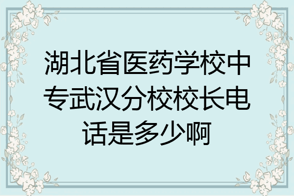 湖北省医药学校中专武汉分校校长电话是多少啊
