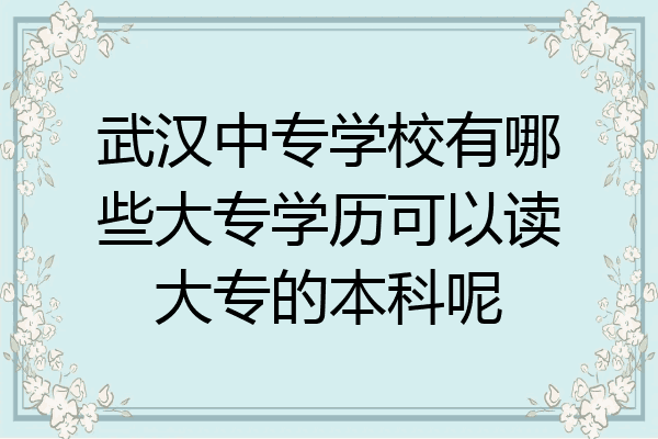 武汉中专学校有哪些大专学历可以读大专的本科呢