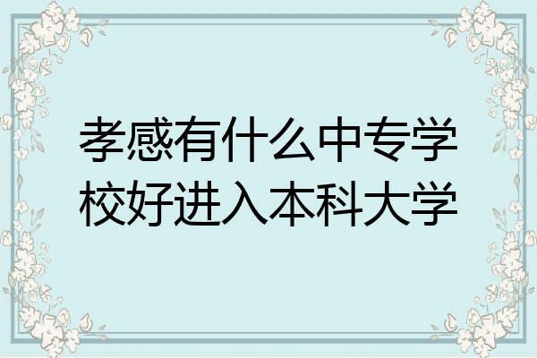 孝感有什么中专学校好进入本科大学