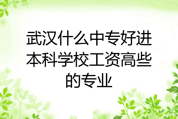 武汉什么中专好进本科学校工资高些的专业