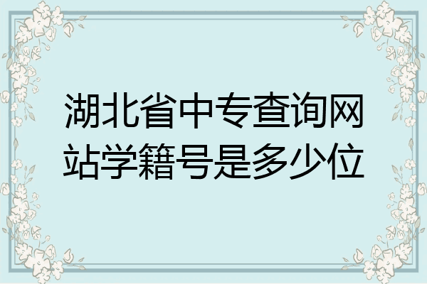 湖北省中专查询网站学籍号是多少位