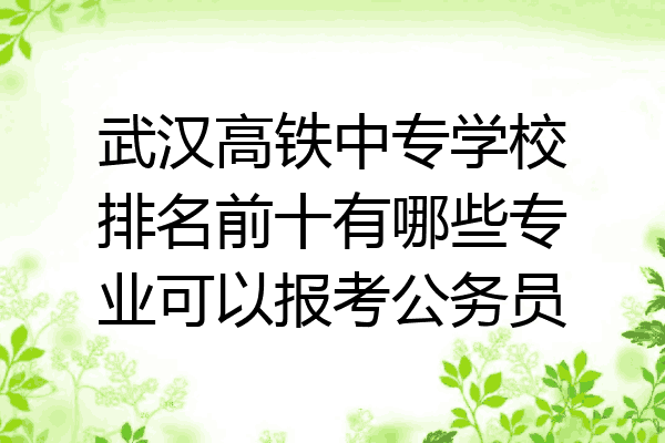 武汉高铁中专学校排名前十有哪些专业可以报考公务员