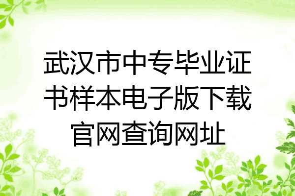 武汉市中专毕业证书样本电子版下载官网查询网址