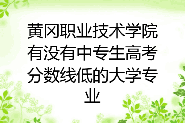 黄冈职业技术学院有没有中专生高考分数线低的大学专业