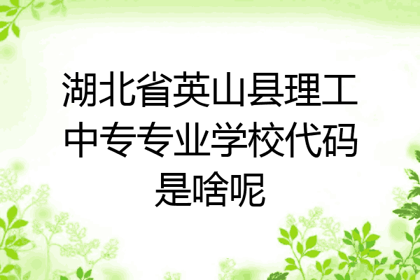 湖北省英山县理工中专专业学校代码是啥呢