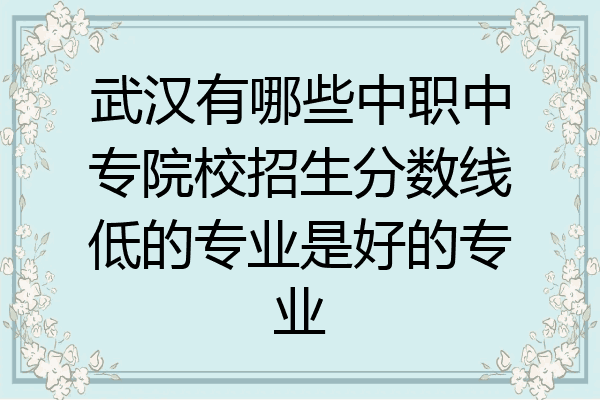 武汉有哪些中职中专院校招生分数线低的专业是好的专业
