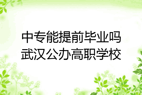 中专能提前毕业吗武汉公办高职学校