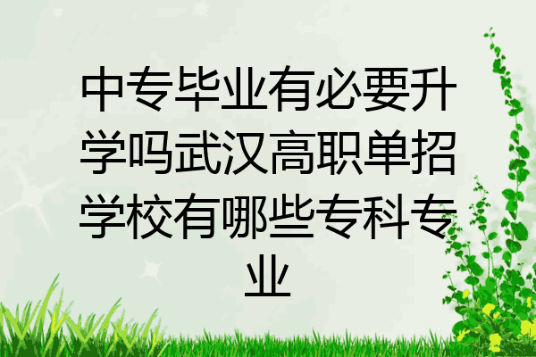中专毕业有必要升学吗武汉高职单招学校有哪些专科专业