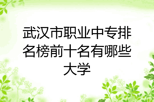 武汉市职业中专排名榜前十名有哪些大学