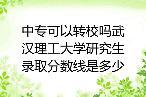 中专可以转校吗武汉理工大学研究生录取分数线是多少