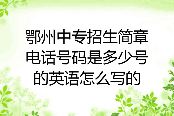 鄂州中专招生简章电话号码是多少号的英语怎么写的