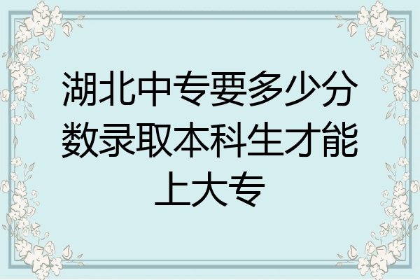 湖北中专要多少分数录取本科生才能上大专