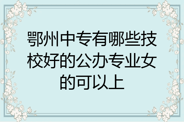 鄂州中专有哪些技校好的公办专业女的可以上