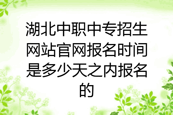 湖北中职中专招生网站官网报名时间是多少天之内报名的