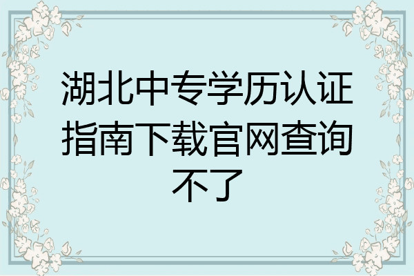 湖北中专学历认证指南下载官网查询不了