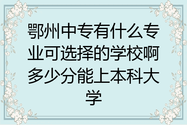 鄂州中专有什么专业可选择的学校啊多少分能上本科大学