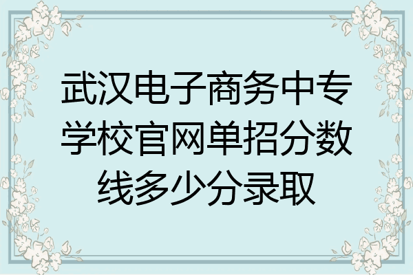 武汉电子商务中专学校官网单招分数线多少分录取