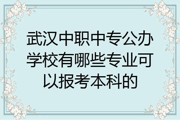 武汉中职中专公办学校有哪些专业可以报考本科的