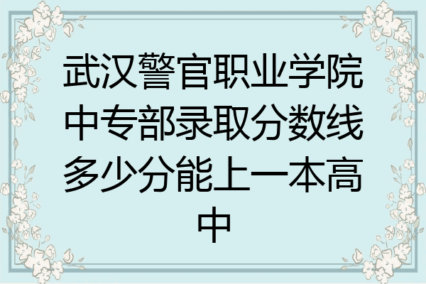 武汉警官职业学院中专部录取分数线多少分能上一本高中
