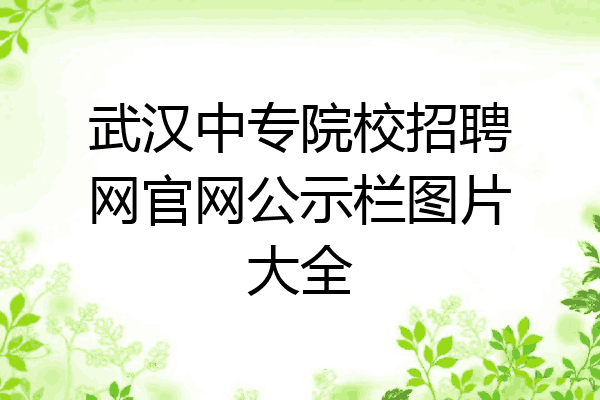 武汉中专院校招聘网官网公示栏图片大全