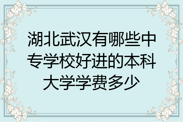 湖北武汉有哪些中专学校好进的本科大学学费多少
