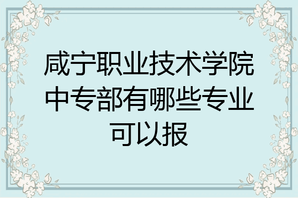 咸宁职业技术学院中专部有哪些专业可以报